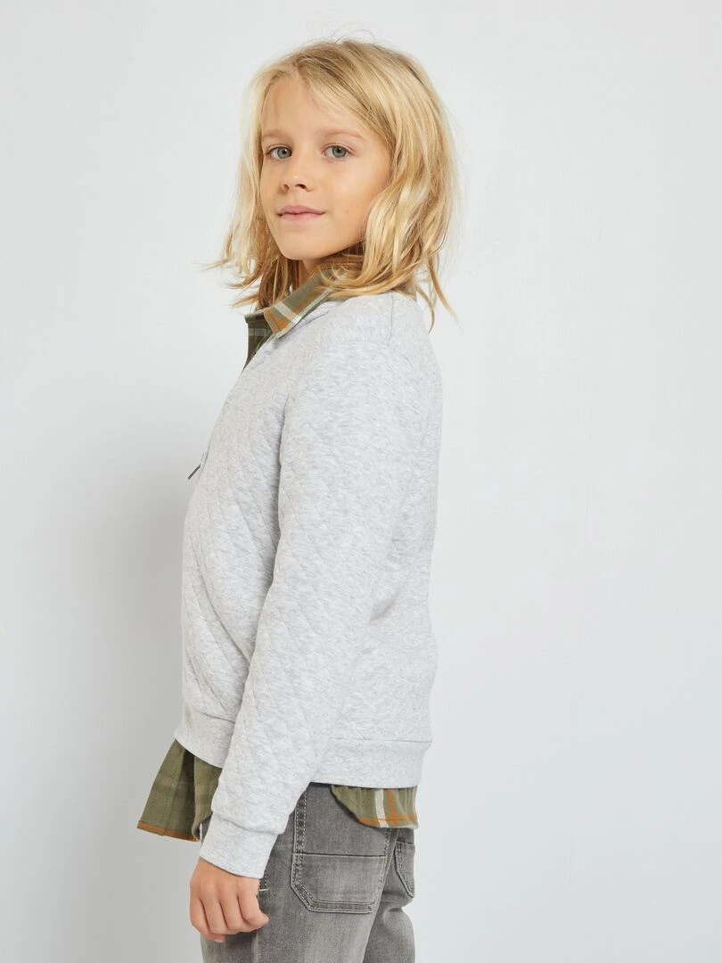 Sweat zippé en molleton   GRIS