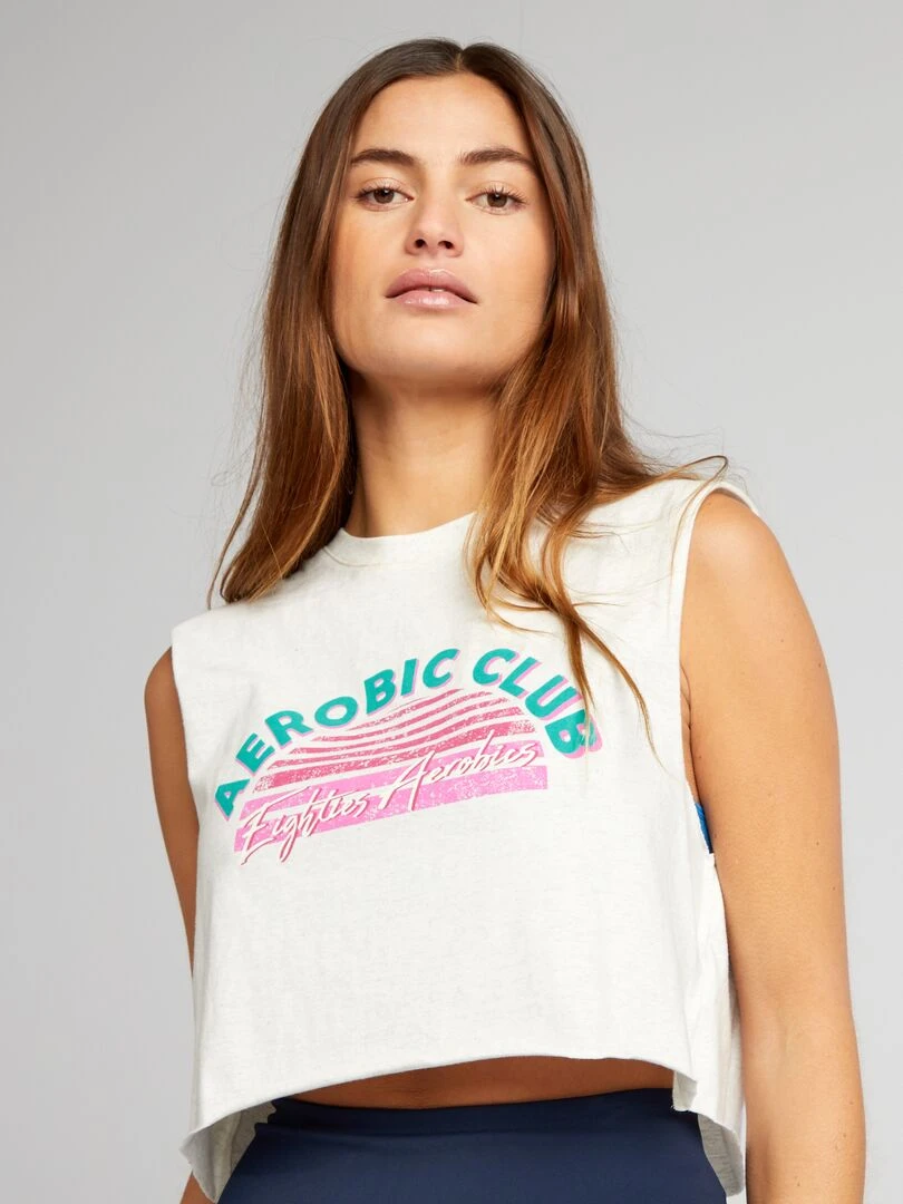 T shirt de sport cropped sans manches Gris