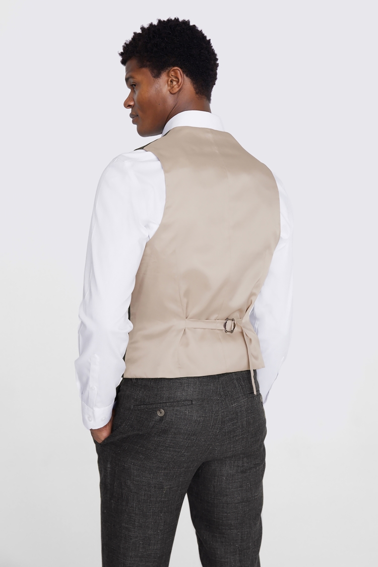 Tailored Fit Khaki Linen Waistcoat Buy Online at Moss