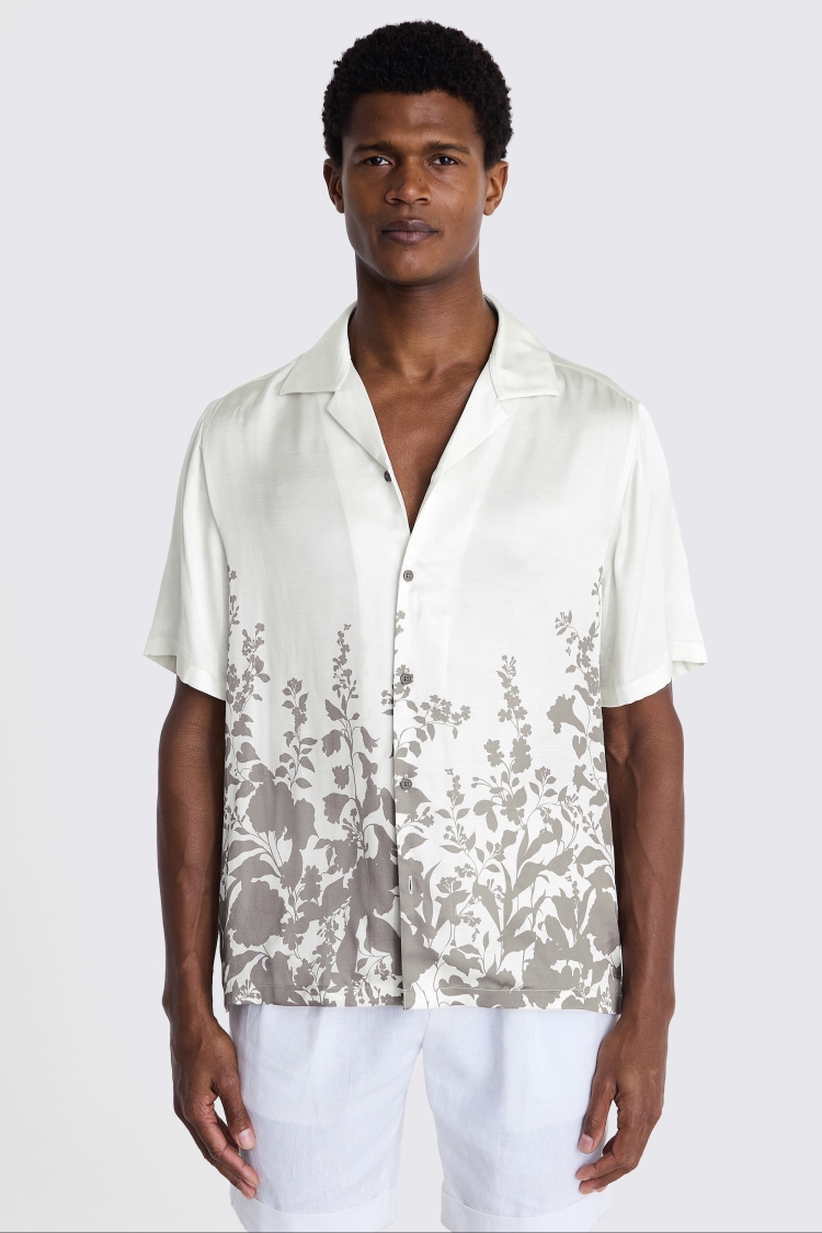 Off White Linen Blend Knitted Cuban Collar Shirt   Buy Online at Moss