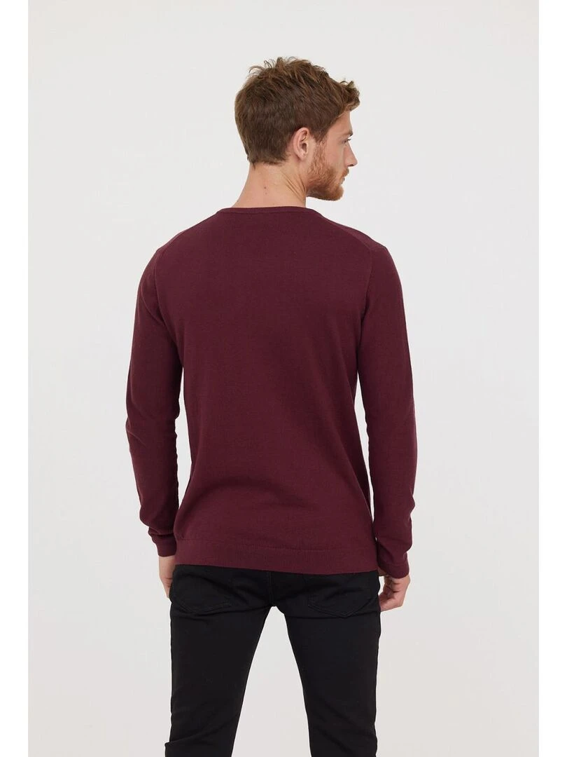 Lee Cooper   Pull coton regular CIFAR   Rouge foncé