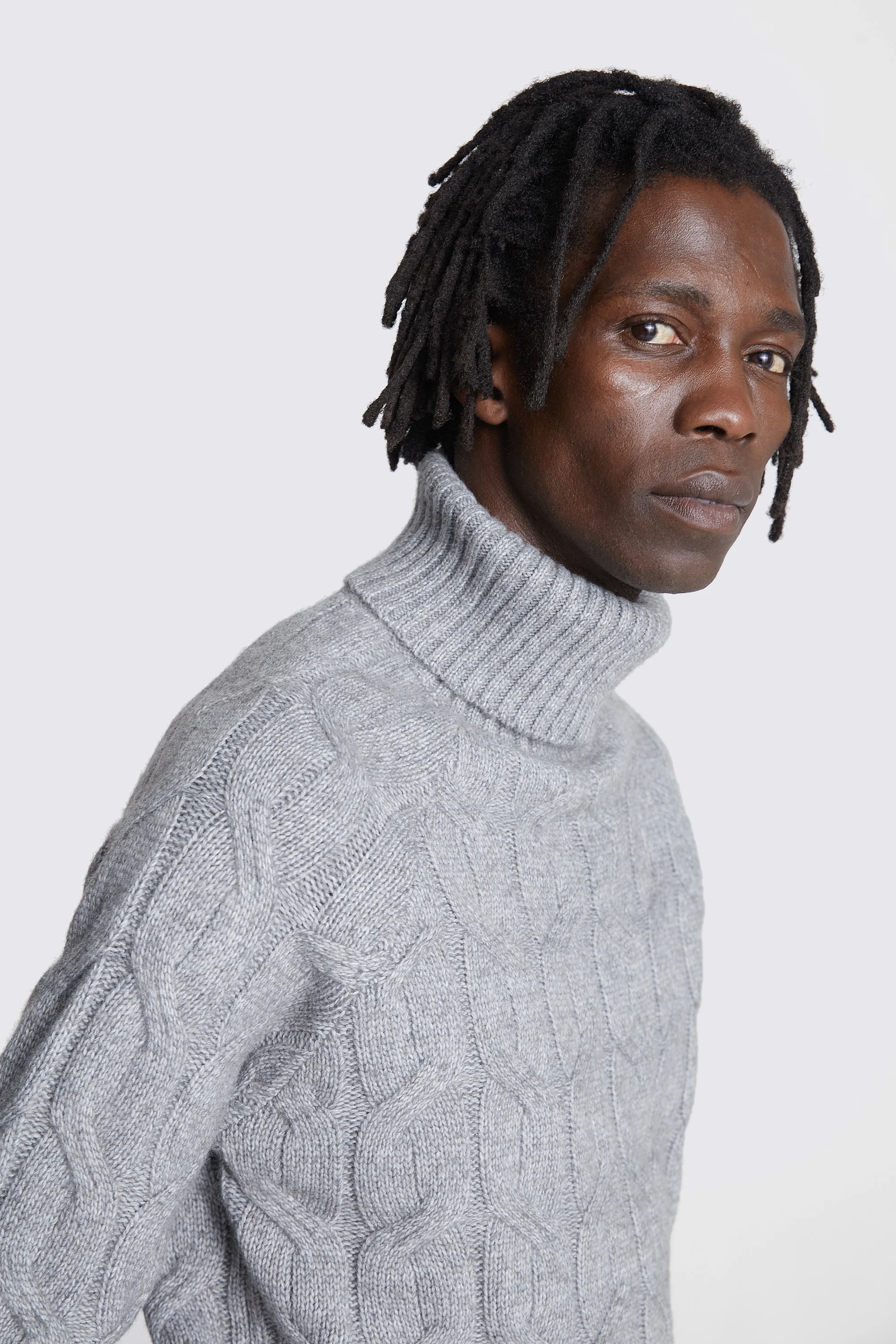 Ecru Chunky Cable Roll-Neck Jumper   Buy Online at Moss