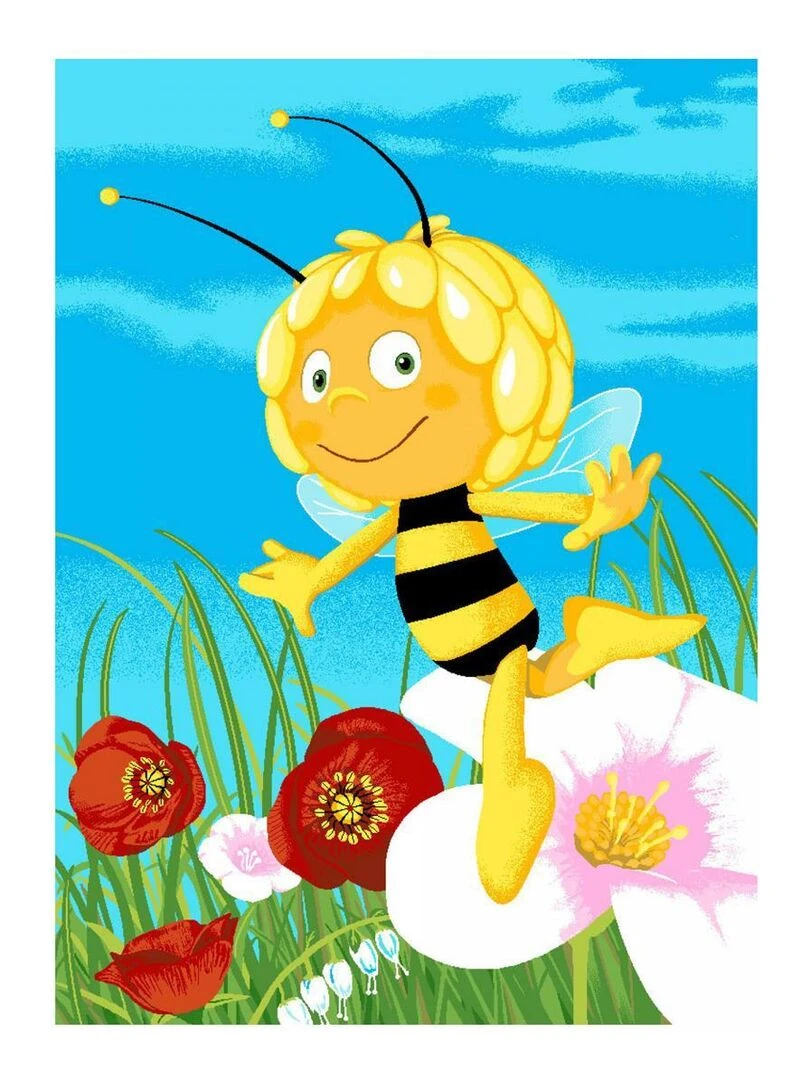 Tapis enfant MAYA BUSY BEE Bleu 95x133 Fait en Europe Bleu