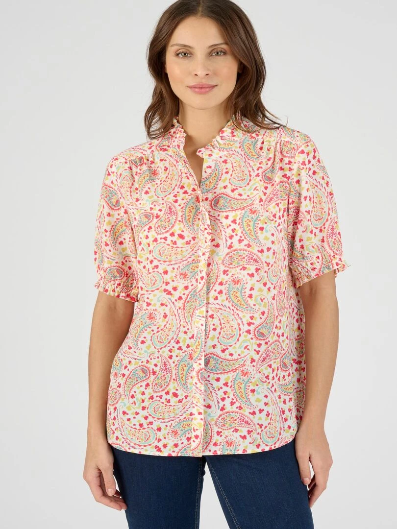 Chemisier fantaisie volantée Damart Rose