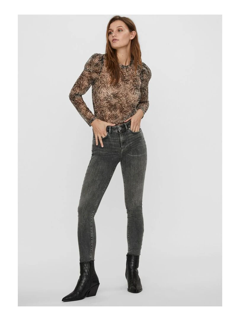 Top transparent à motifs Vero Moda   Gris