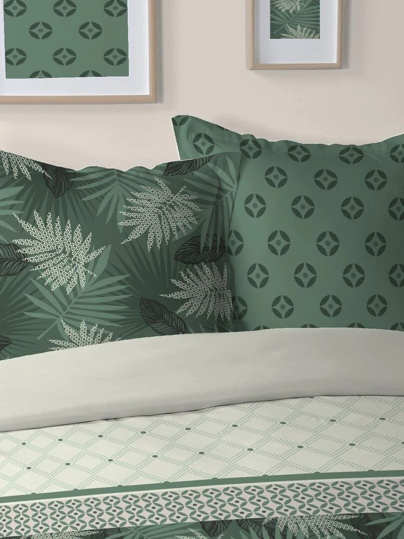 Parure de couette au style feuillu Vert