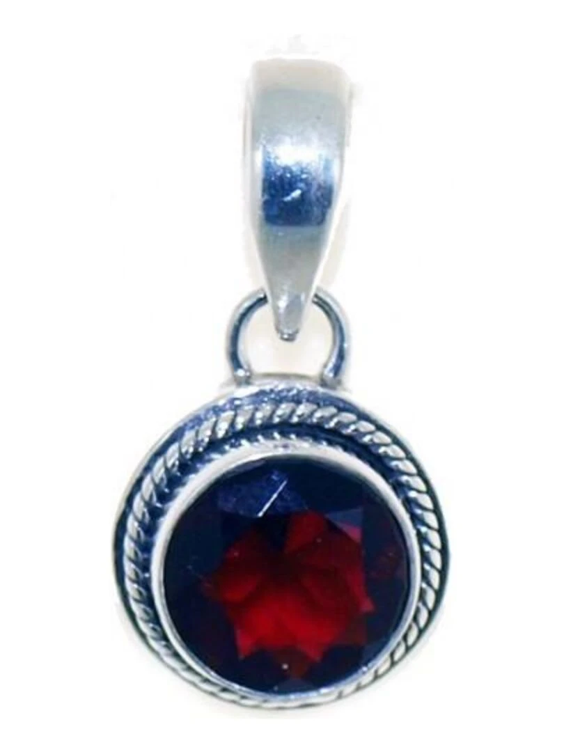 Pendentif en argent et grenat facetté Bijoucolor Rouge