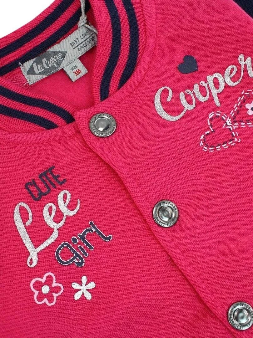 Lee Cooper   Ensemble Veste sweat pantalon bébé fille Imprimé Lee Cooper   Rose fushia