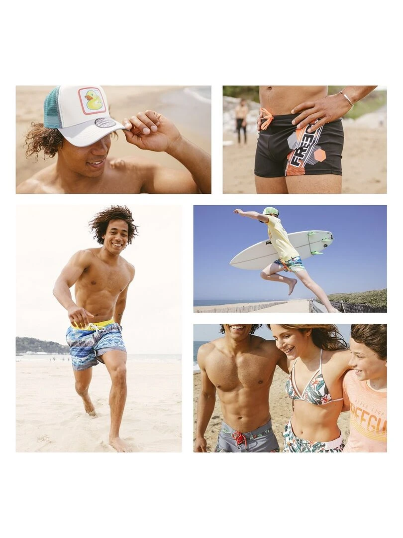 Boardshort court homme ceinture tout élastiquée Freegun   Noir