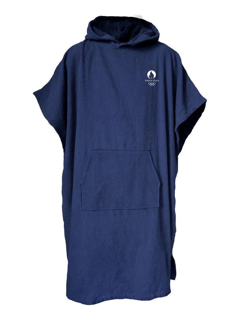 Poncho de bain Adulte 100% Coton PARIS 2024 JEUX OLYMPIQUES LOGO Bleu marine