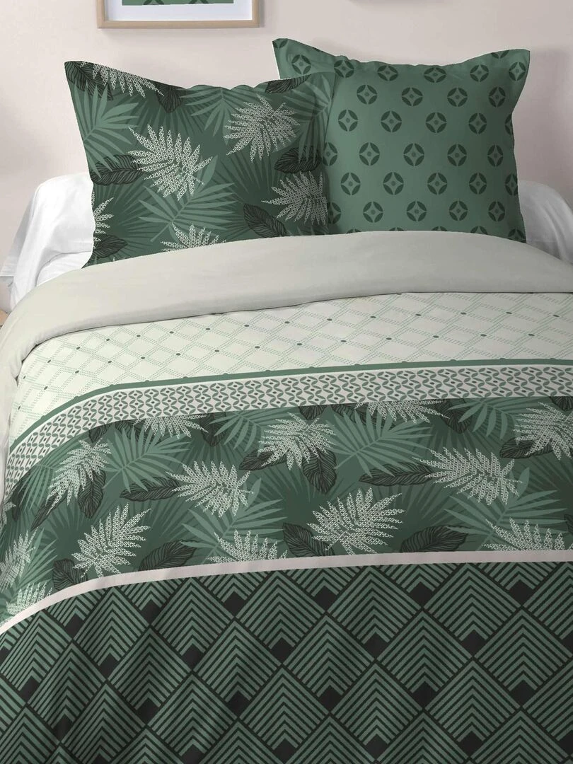 Parure de couette au style feuillu Vert