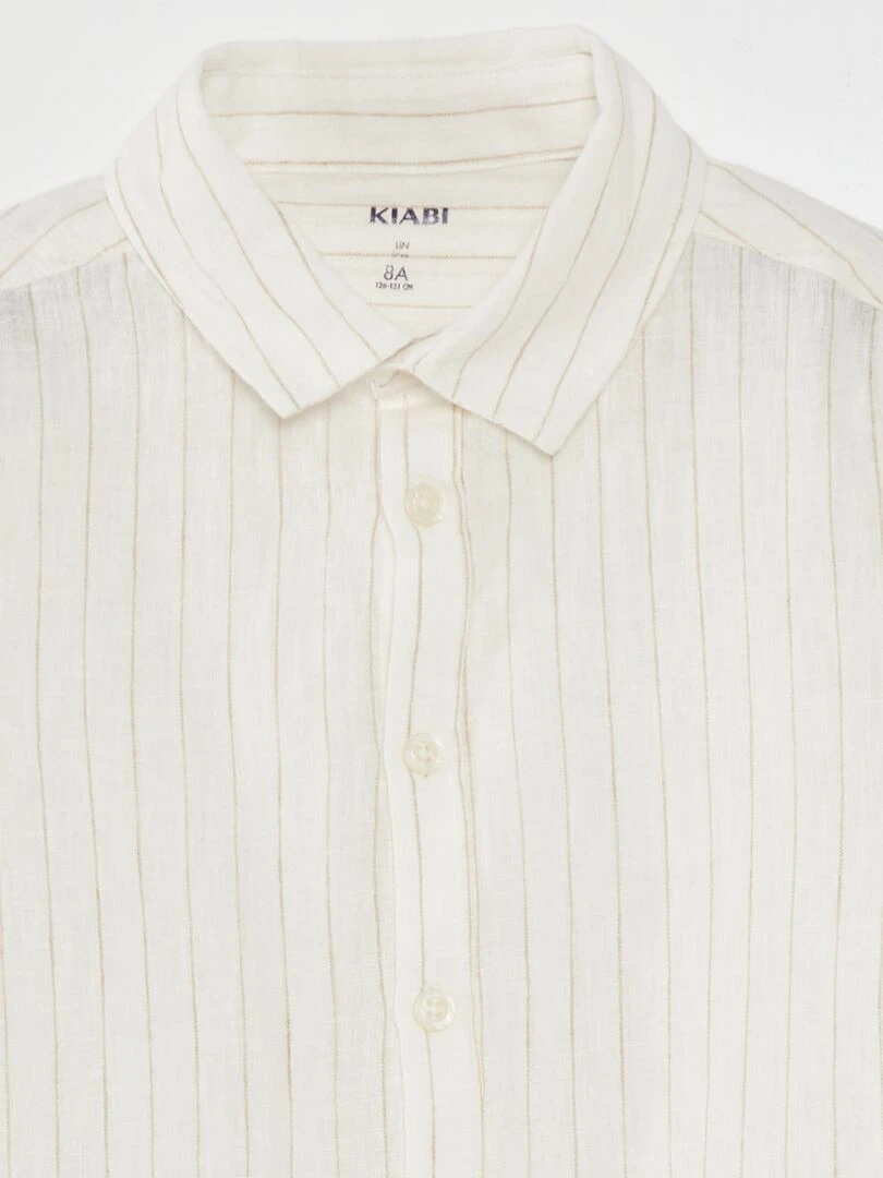 Chemise en lin fines rayures   BLANC