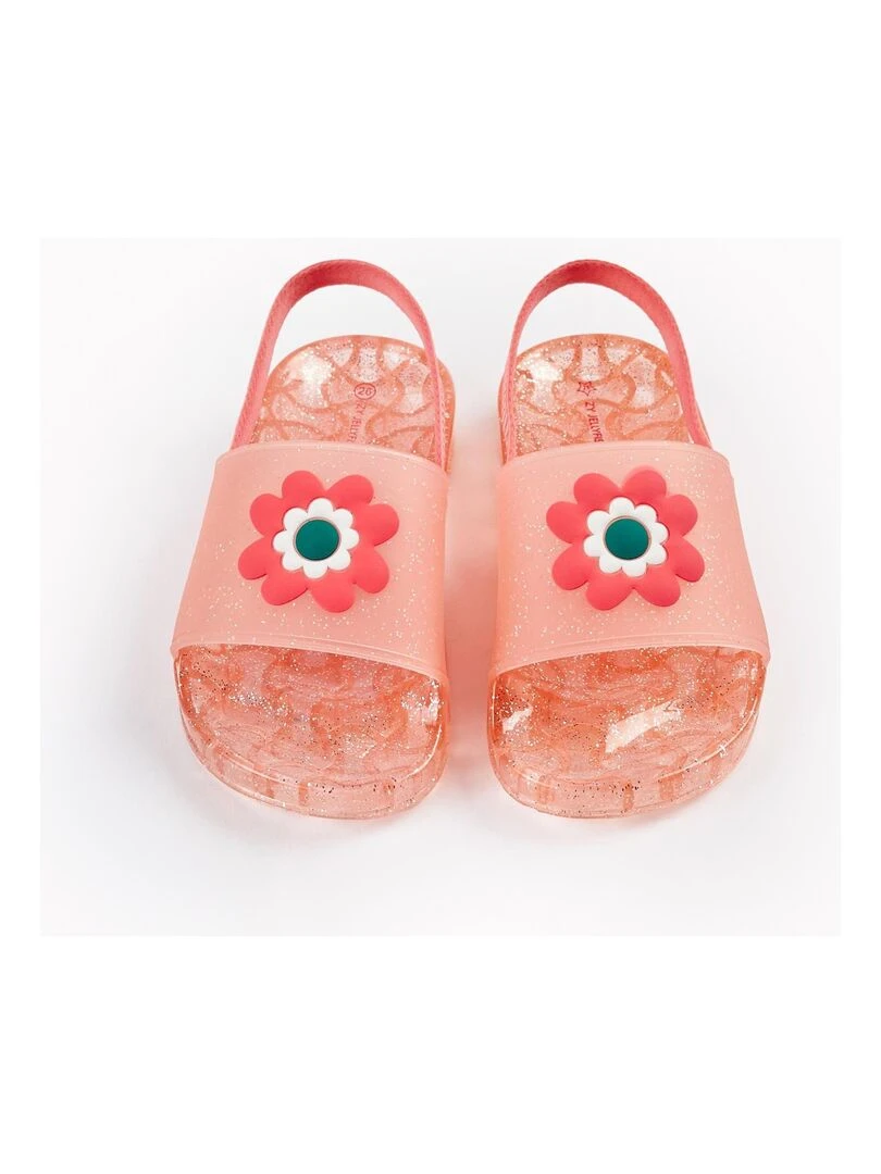 Sandales en caoutchouc avec paillettes pour fille 'Flower' Rose