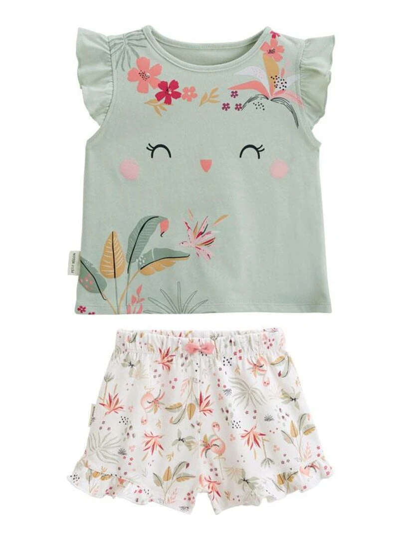 Pyjama enfant manches courtes Petit Paradis Vert