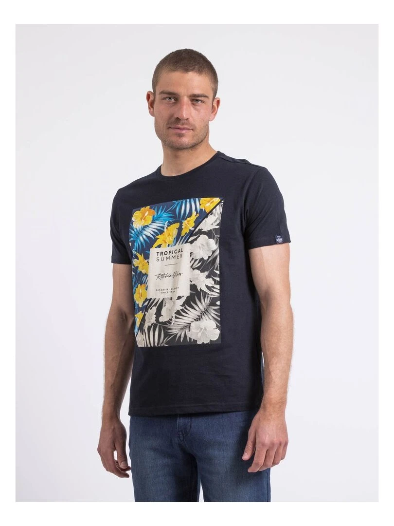 T shirt col rond NIRAYMAN Bleu marine