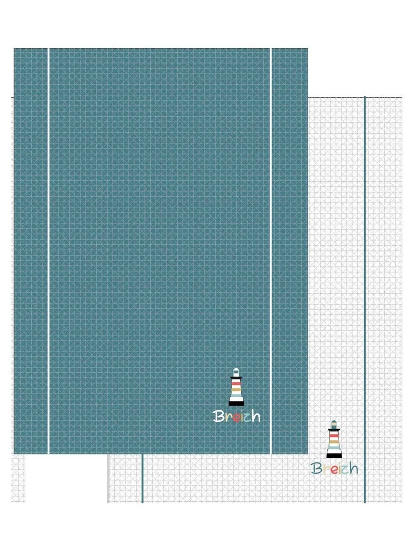 Lot de 2 torchons nid d abeille 50 x 70 cm Phare breizh bretagne Multicolore