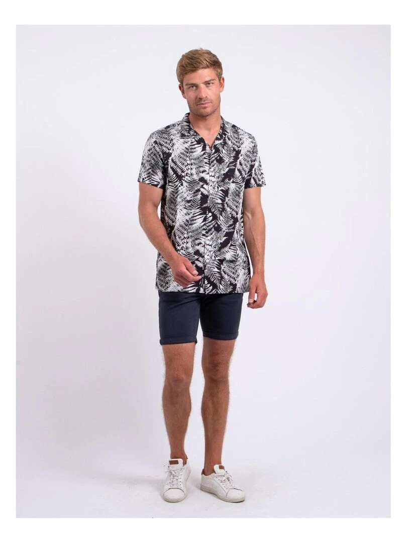 Chemise manches courtes pur coton motifs DIRAMIRO   Noir