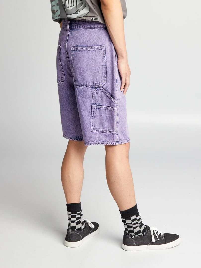 Short en jean délavé   Violet