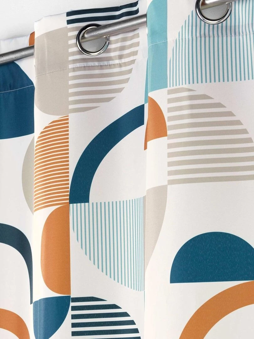 Rideau d'ameublement esprit graphique   Bleu