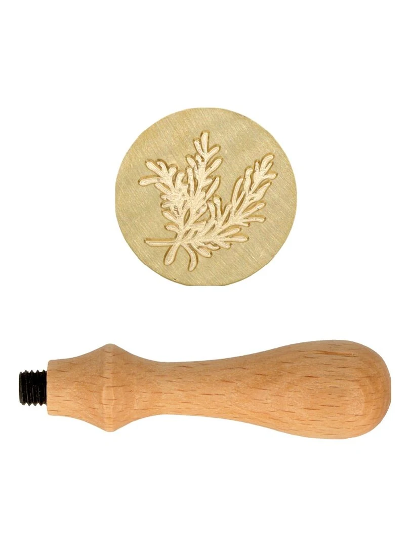 Manche en bois pour cachet de cire + Tampon Romarin N/A