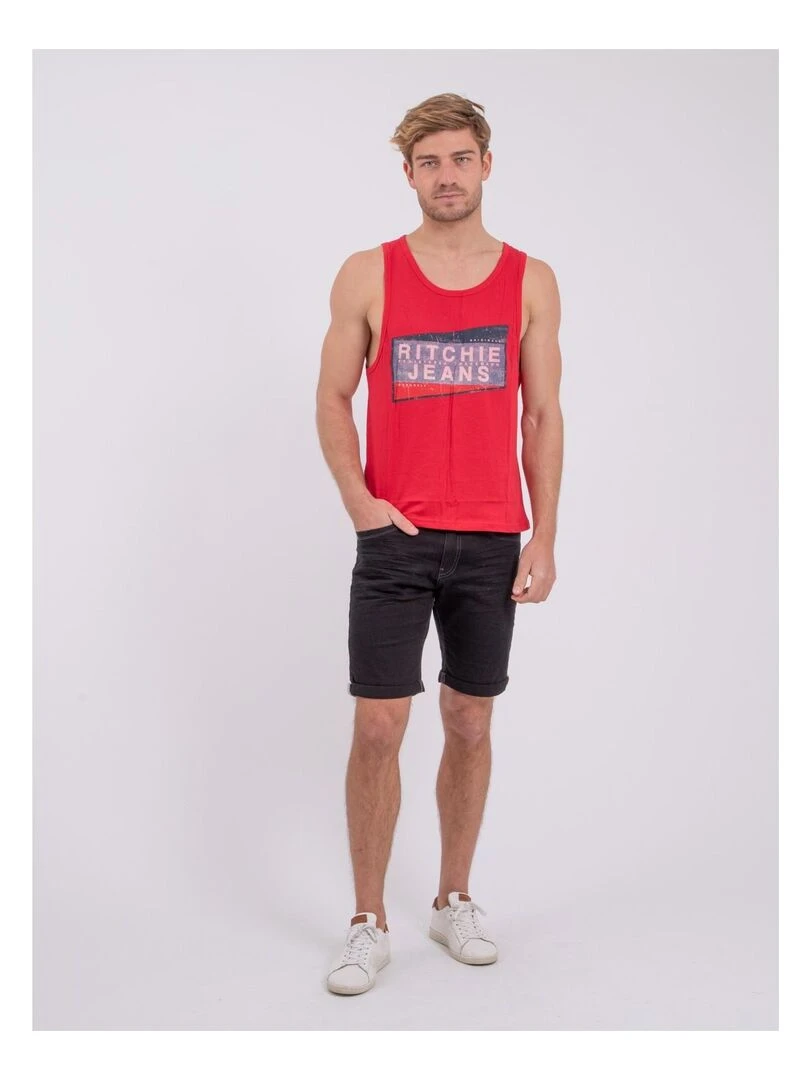 Débardeur col rond pur coton NOBRIAC   Rouge