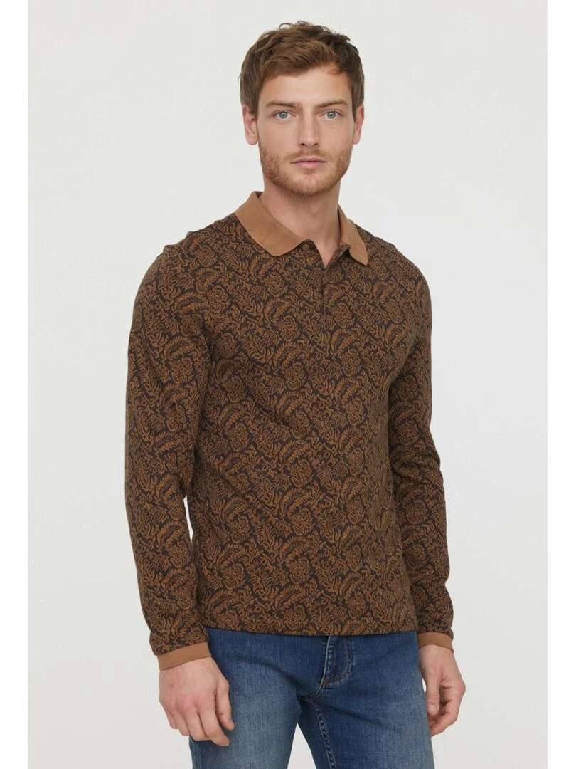 Lee Cooper T Shirt manches longues coton regular BURIO Marron