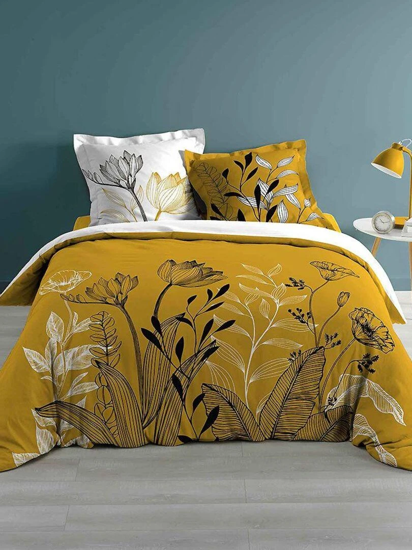 Housse de couette + 2 taies d'oreiller Amelina Jaune