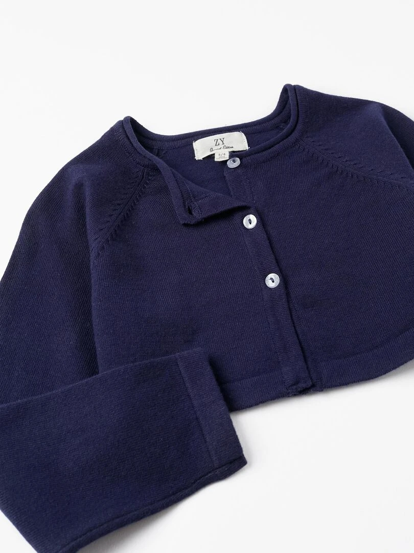 Gilet en Maille Boléro pour Fille  CÉRÉMONIE   Bleu foncé