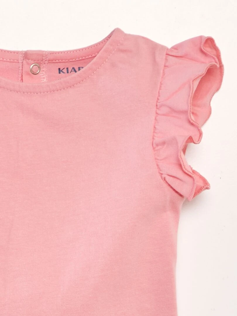 T shirt à volants   Rose clair