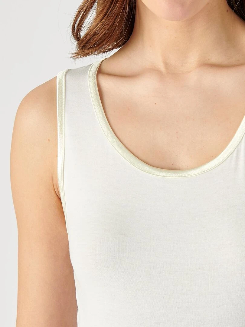 Débardeur Thermolactyl Sensitive biais satin Damart Blanc Ecru Blanc