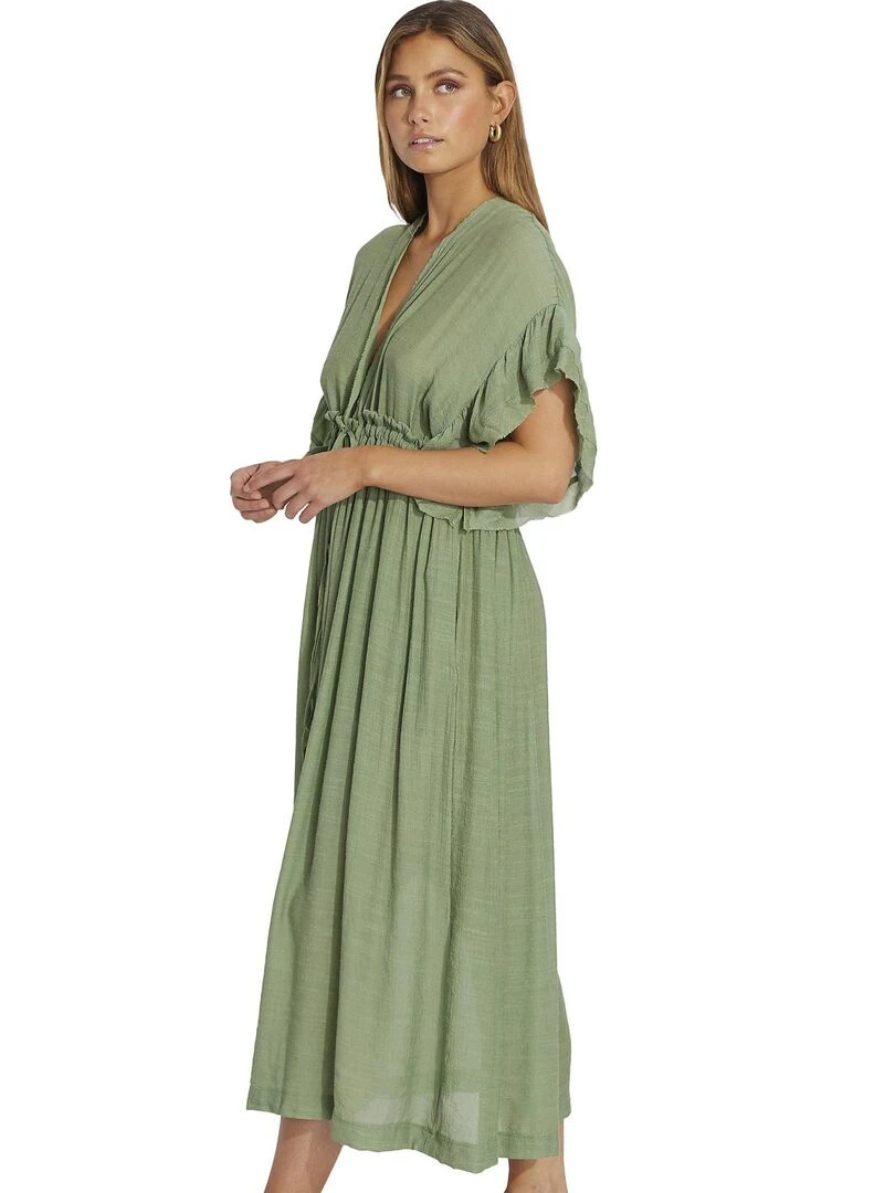Robe longue estivale à volants Mojito   Vert