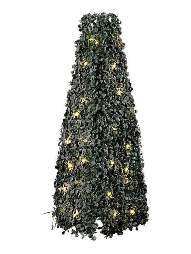 Cône de buis effet givré intérieur ou extérieur à poser 48 leds H65 piles Vert