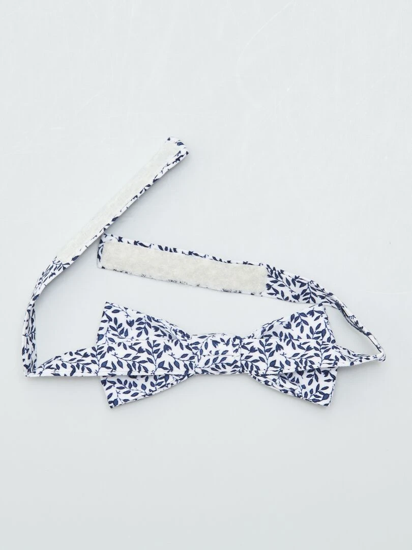 Nœud papillon fleuri Blanc/bleu