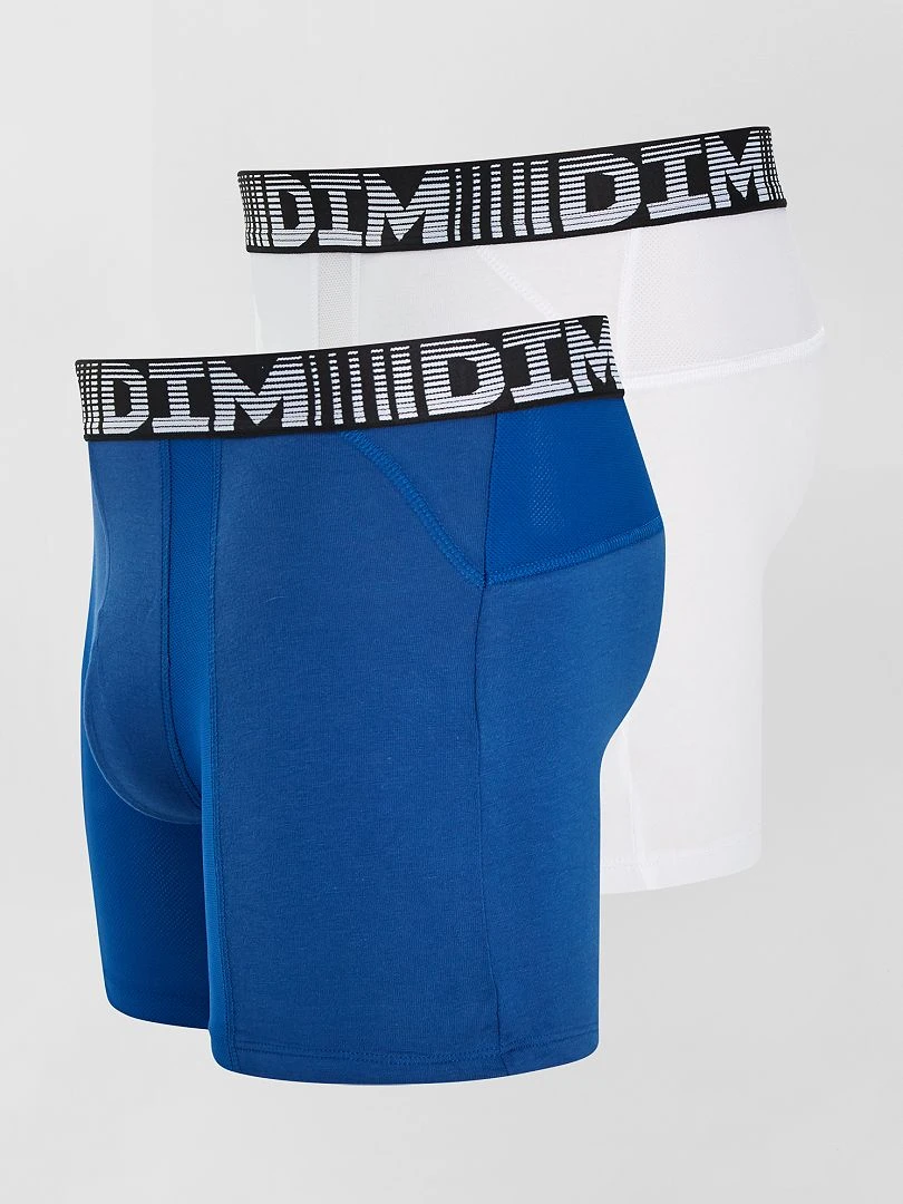Lot de 2 boxers longs 3D Flex air 'DIM' blanc/bleu