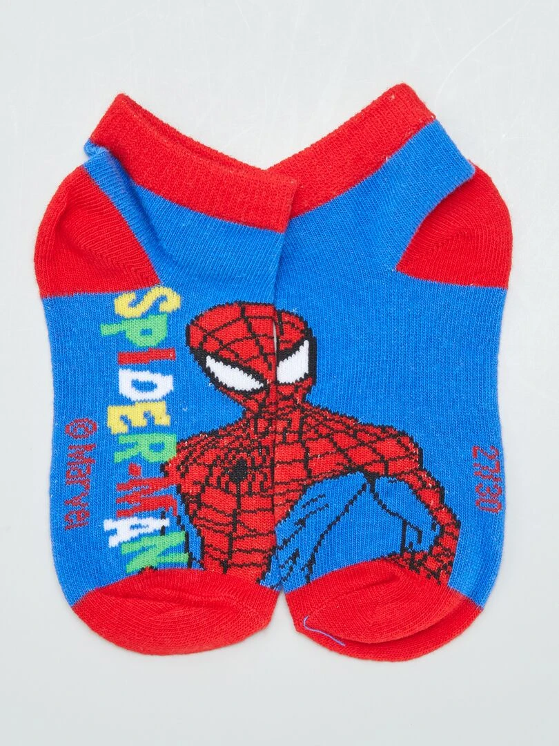 Lot de 3 chaussettes invisibles 'Spiderman'   Bleu/blanc