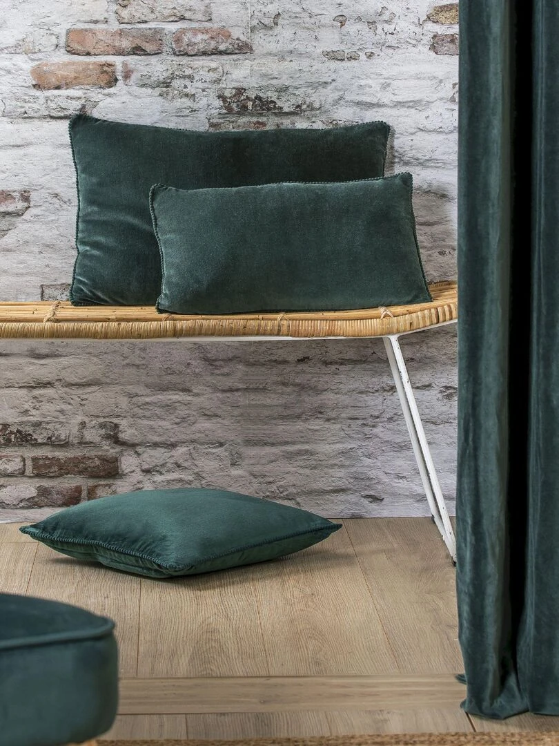 Coussin en velours avec contour perlé 'Deko&co'   Orange