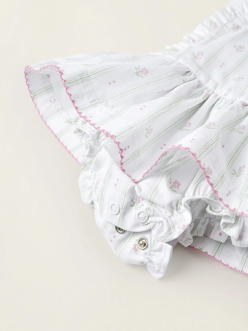 Robe Salopette Avec Bloomer Pour Nouveau Née  ATLANTIC COMPANY   Blanc