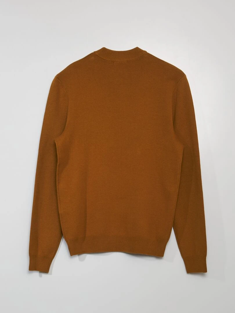 Pull uni col montant Jaune