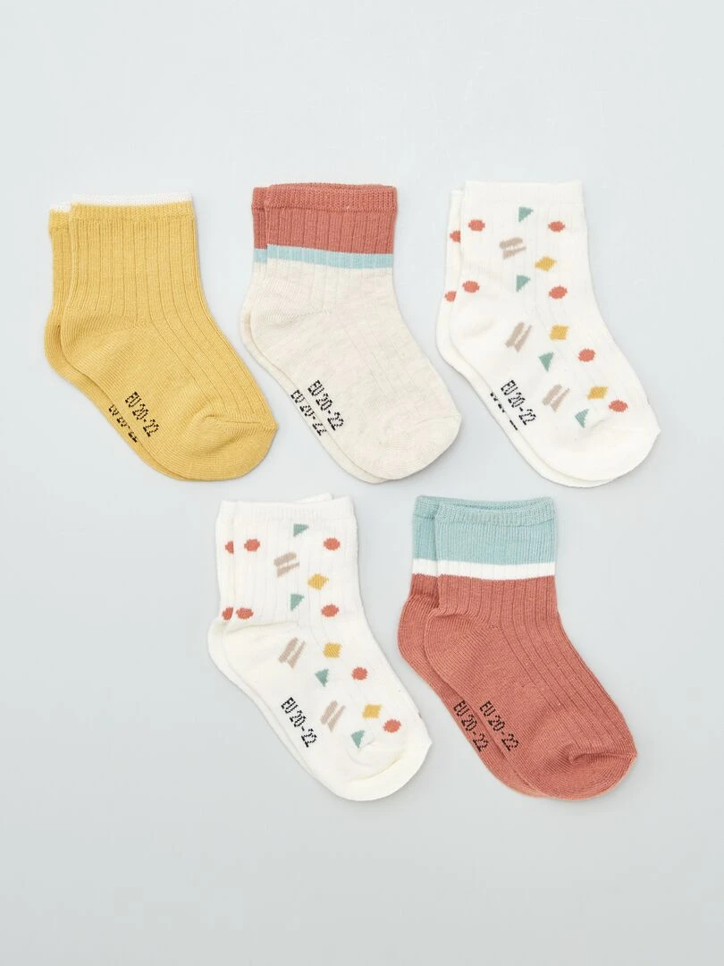 Lot de 5 paires de chaussettes en maille stretch Beige
