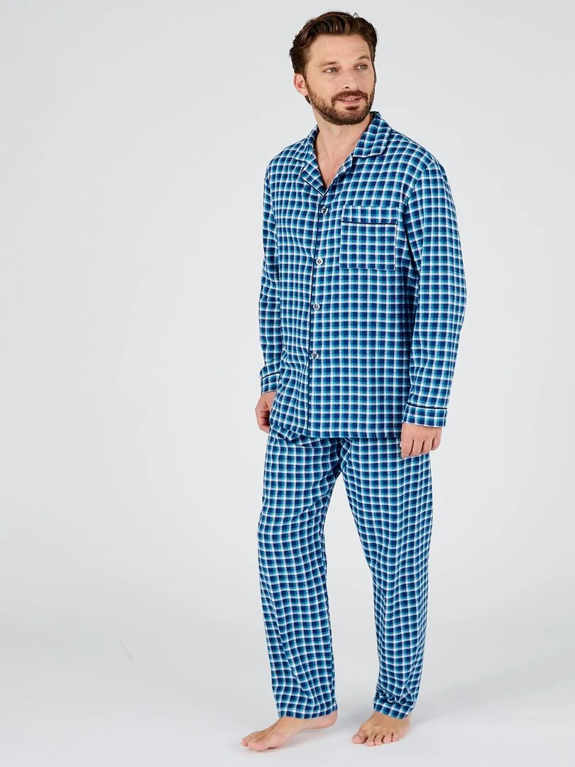 Pyjaveste flanelle grattée pur coton Damart Bleu turquoise