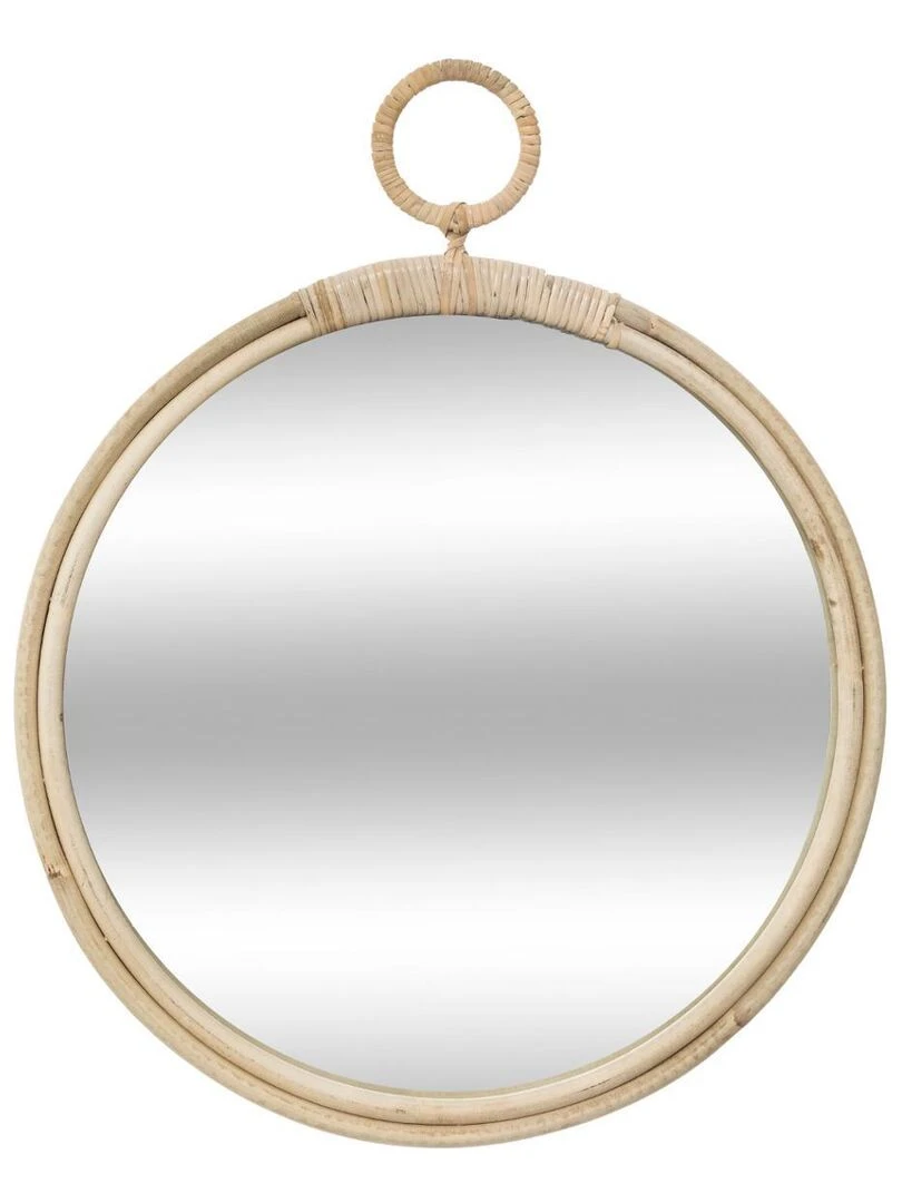 Miroir rotin rond D38 Beige