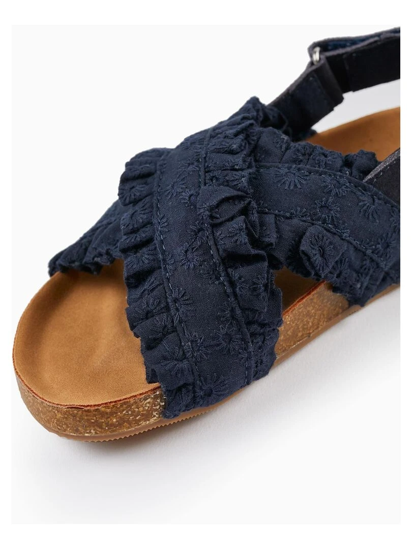 Sandales avec Volants et Broderies Florales pour Fille  ATLANTIC COMPANY   Bleu foncé