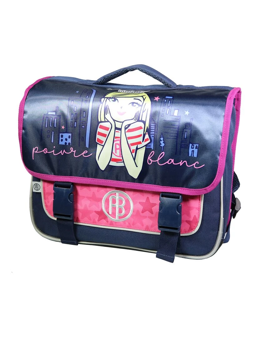 BAGTROTTER Cartable 38 cm Poivre Blanc Bleu Princesse New York Bleu