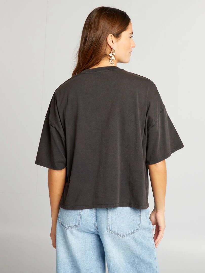 T shirt 'Daisy' manches courtes   Noir
