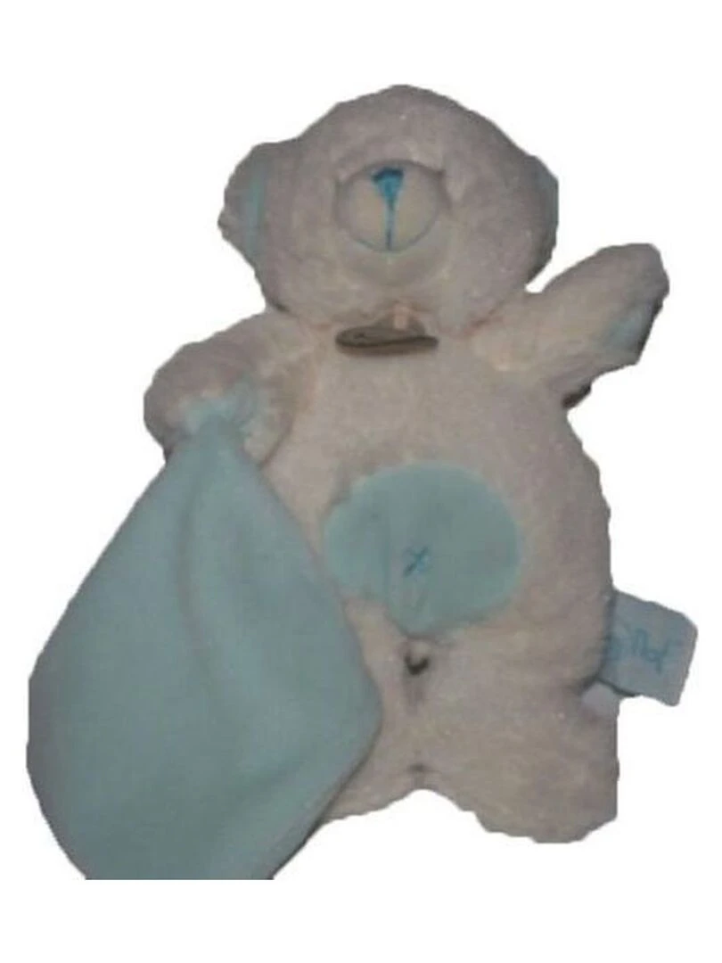 doudou Babynat Ours Bleu mouchoir bleu calins BN743 Les Calins Pantin Bleu