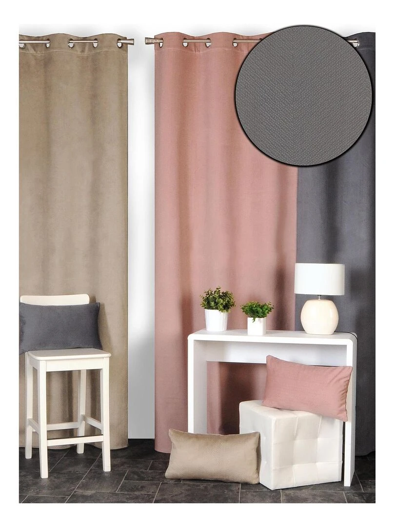 Rideau isolant thermique velours frappé   Rose clair