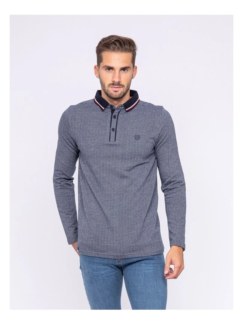 Polo manches longues pur coton PILIGRIM Bleu marine