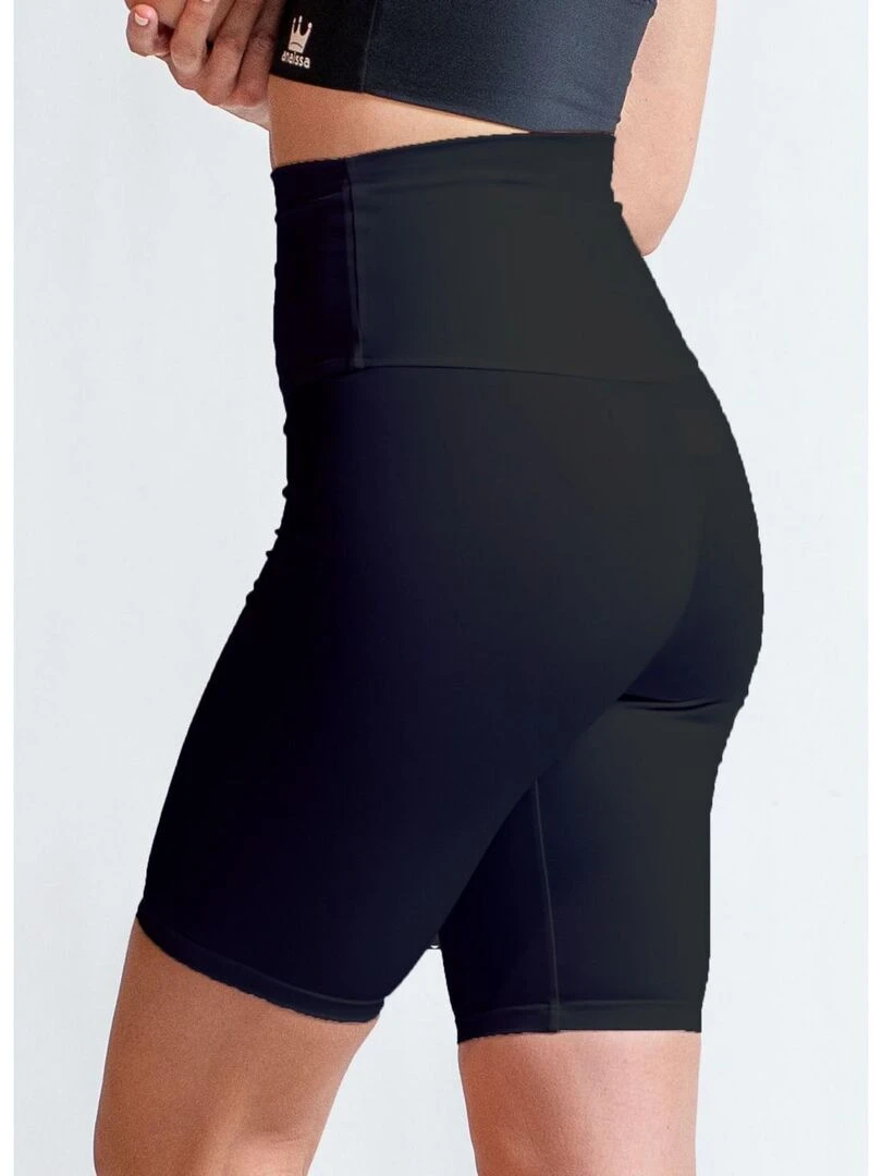 Short Fitness Femme Cardio Taille haute Natura Noir Noir