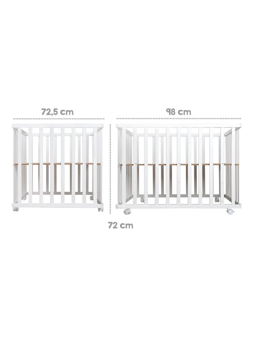 ROBA Parc bébé 75 x 100 cm + Tapis de Parc "Sternenzauber"   Bois Blanc   Blanc