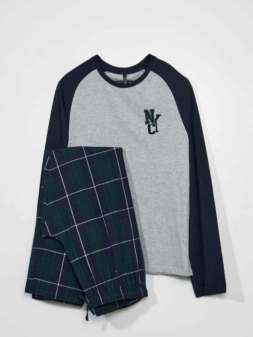 Pyjama long imprimé NYC 2 pièces Bleu marine